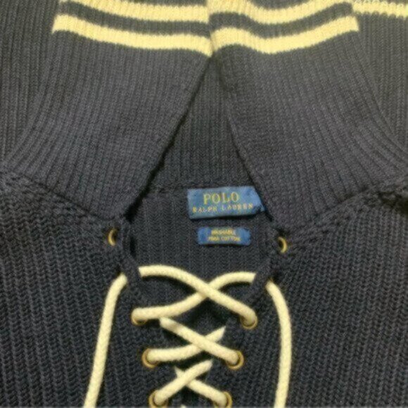 Ralph Lauren Blue & White Sweater Midi Long Sleeve Dress - Picture 10 of 11